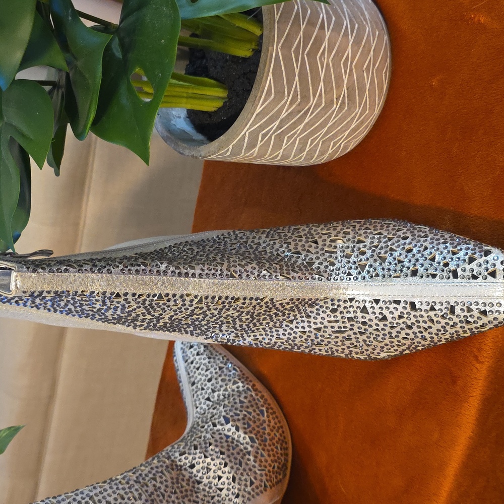 NWY LADY COUTOURE  Silver Ankle Boots with Geometric Heel - Picture 6 of 9